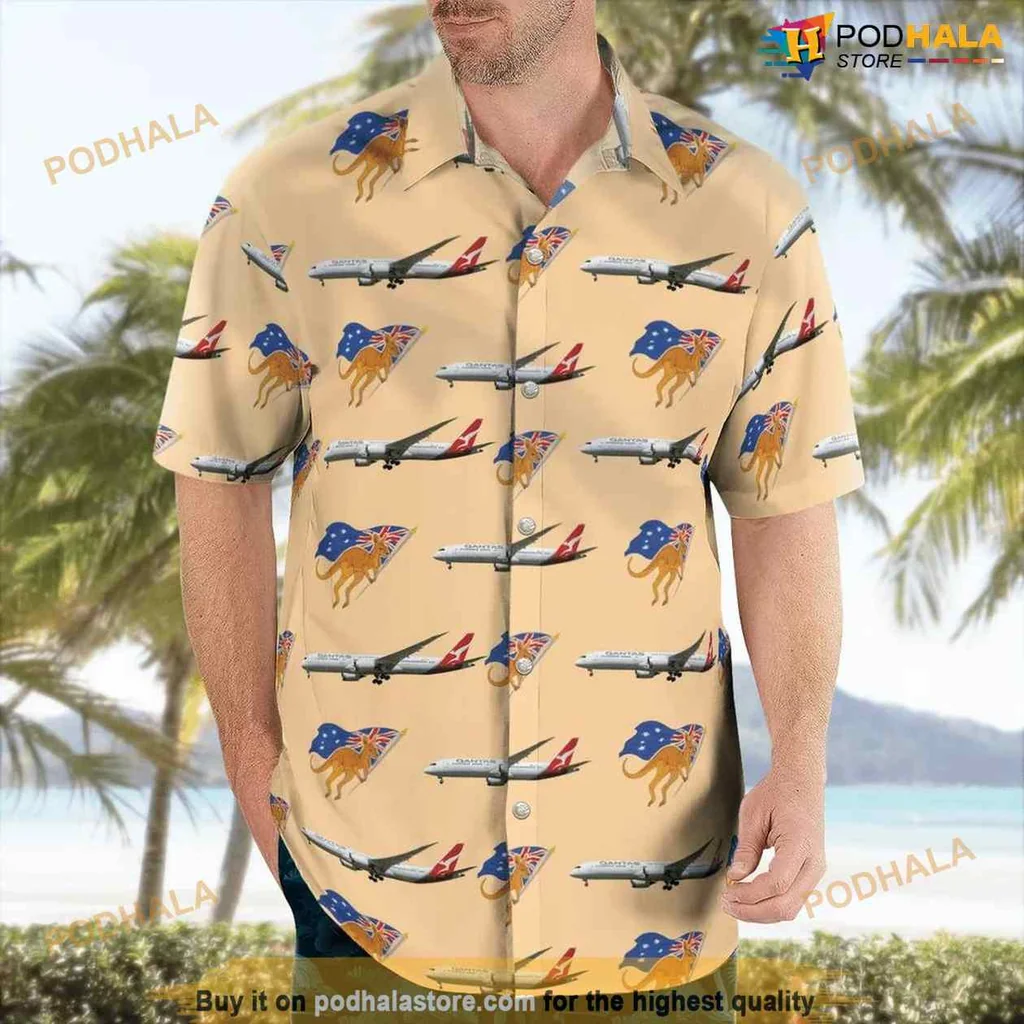 Australian Flag Aviation Hawaiian Shirt Featuring Boeing 787 9 Dreamliners