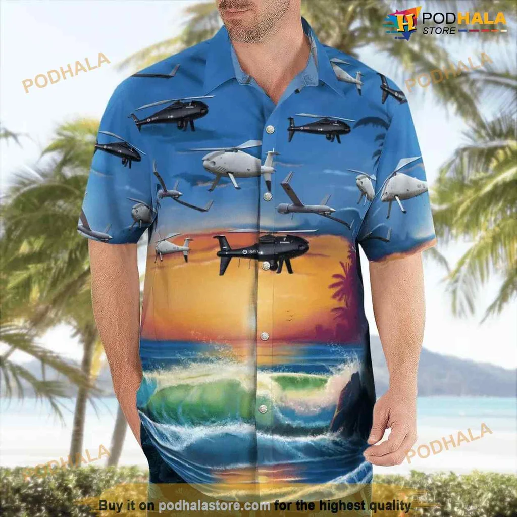 Aviation Tropical Hawaiian Shirt Featuring Sunset And Aircraft Design
