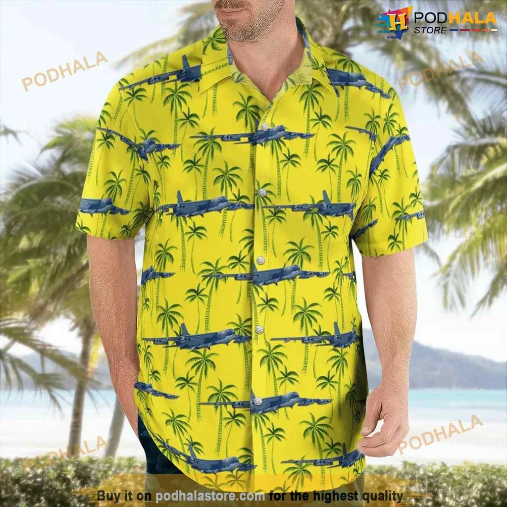 B 52 Stratofortress Aloha Shirt With Tropical Palm Tree Design