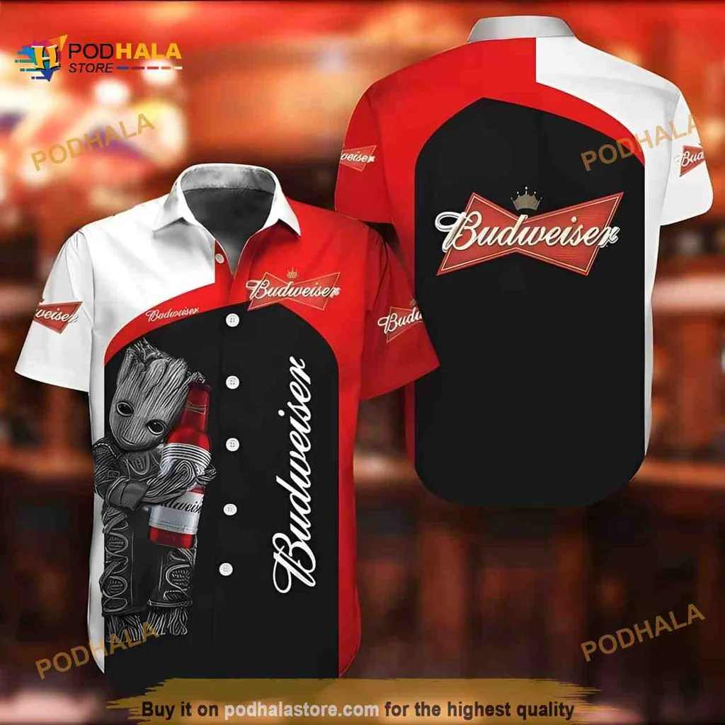 Baby Groot Budweiser Hawaiian Shirt, Funny Summer Party Apparel