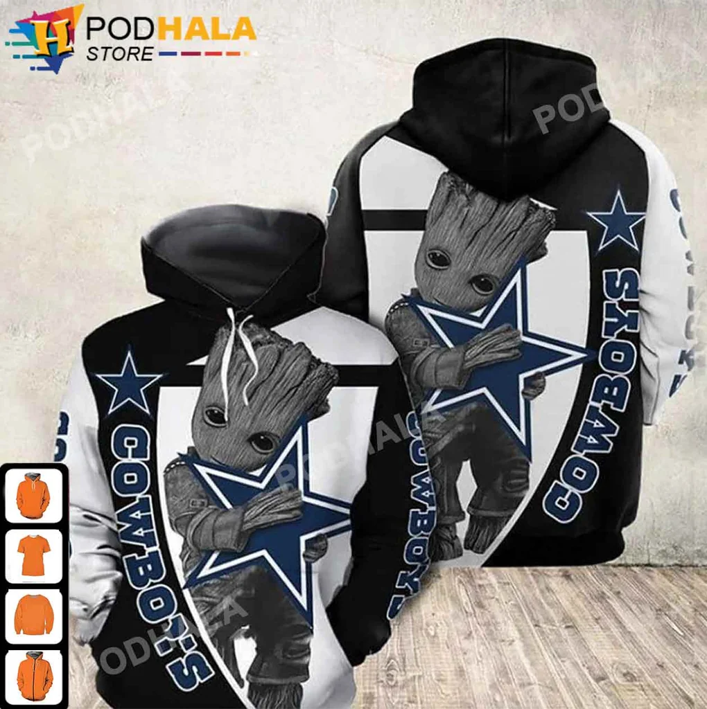 Baby Groot Dallas Cowboys 3d Hoodie With Playful Design