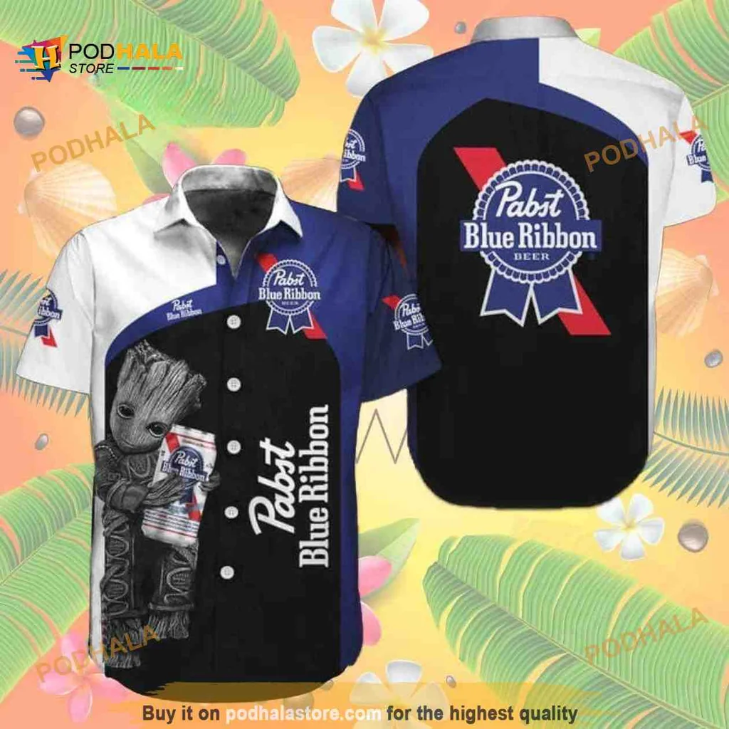 Baby Groot Pabst Blue Ribbon Shirt, Funny Hawaiian Style