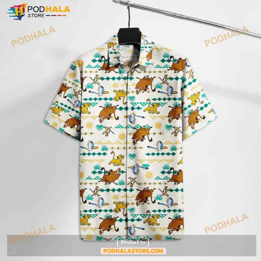 Baby Lion Tropical Hawaiian Shirt With Colorful Jungle Animal Design