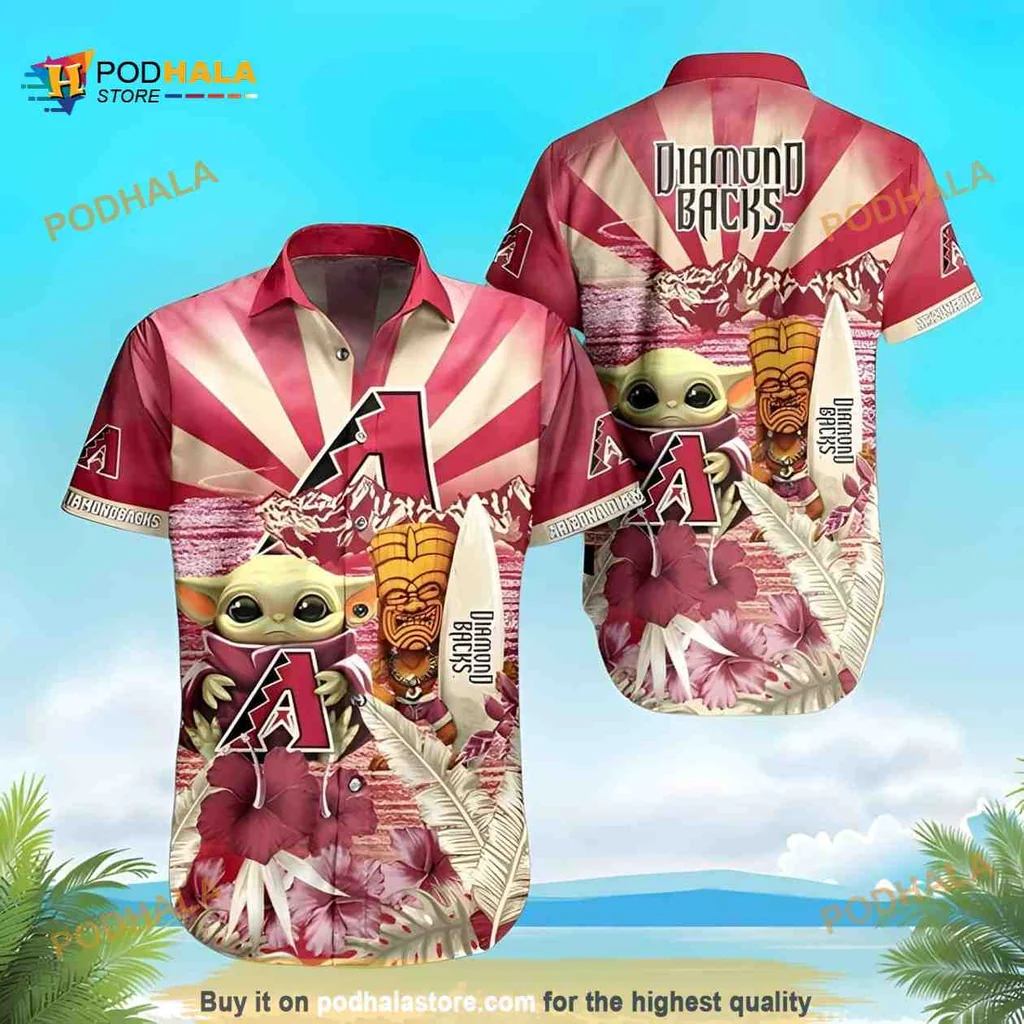 Baby Yoda Arizona Diamondbacks Hawaiian Shirt With Tropical Design