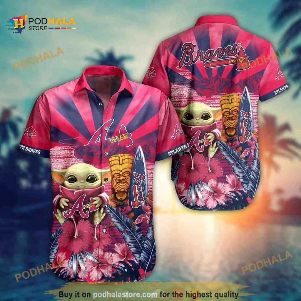 Baby Yoda Atlanta Braves Hawaiian Shirt With Tropical Design