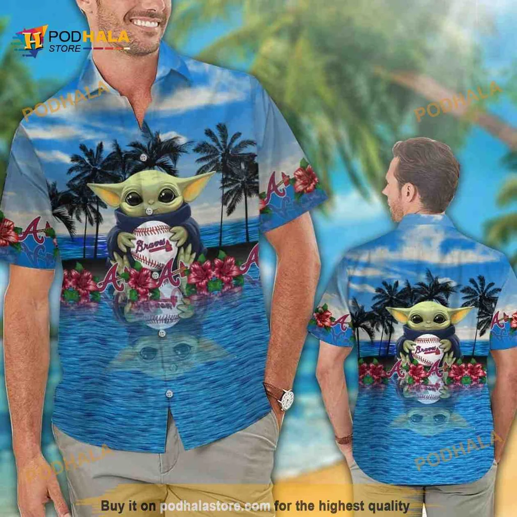 Baby Yoda Atlanta Braves Hawaiian Shirt With Tropical Design