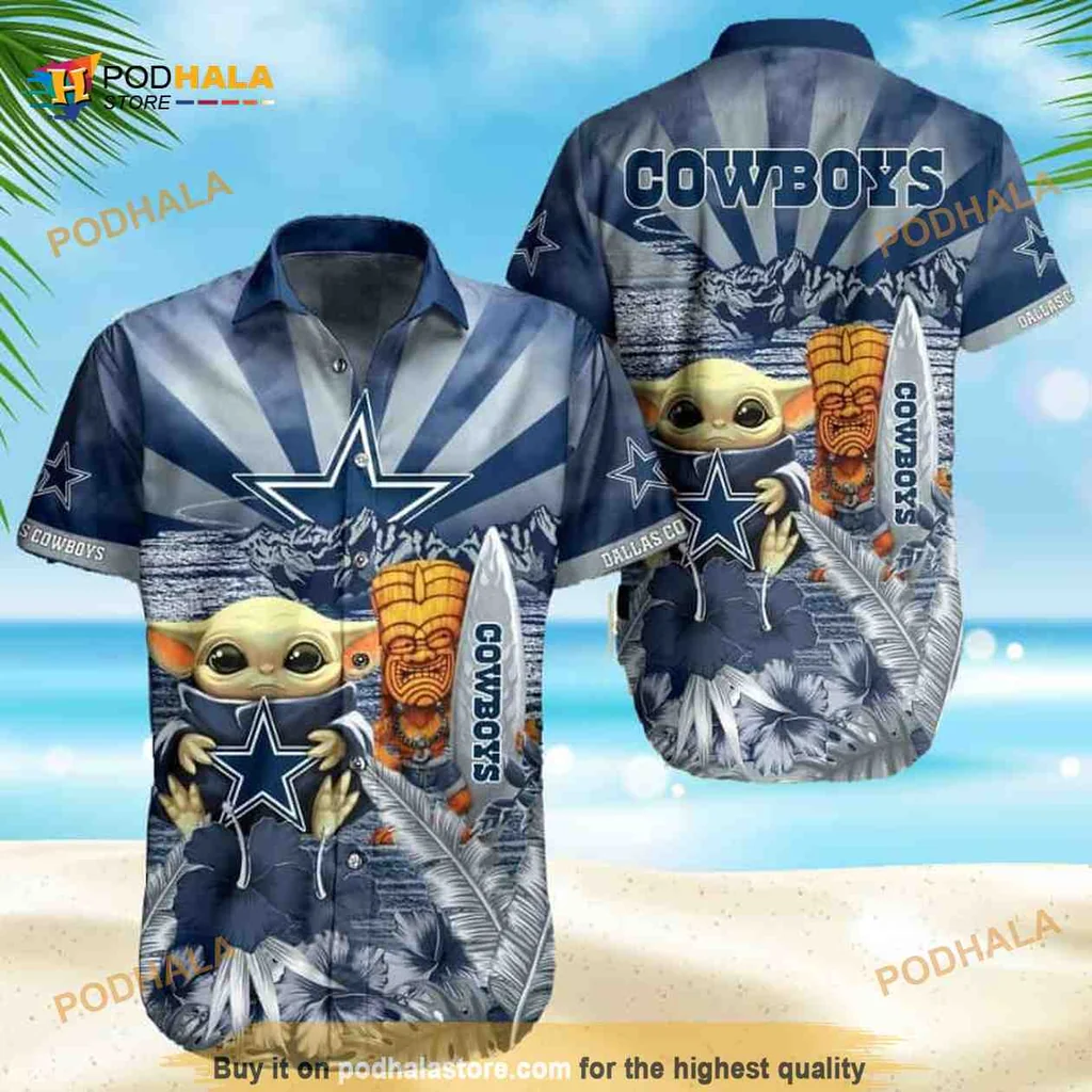 Baby Yoda Dallas Cowboys Hawaiian Shirt With Tropical Design