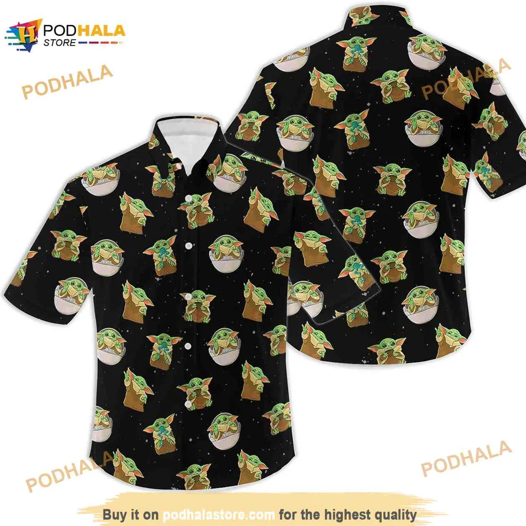 Baby Yoda Hawaiian Shirt With Playful Cartoon Design