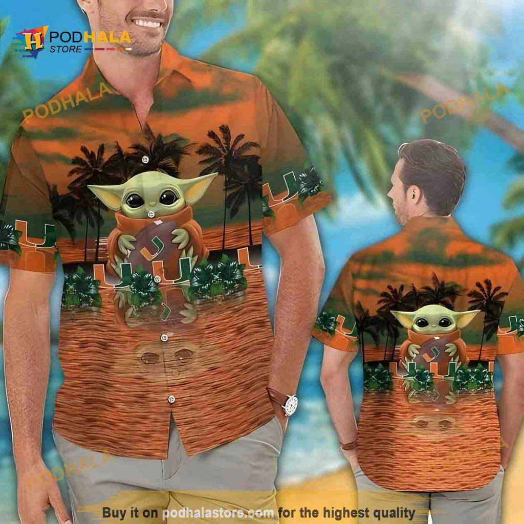 Baby Yoda Hawaiian Shirt With Tropical Design And Palm Trees