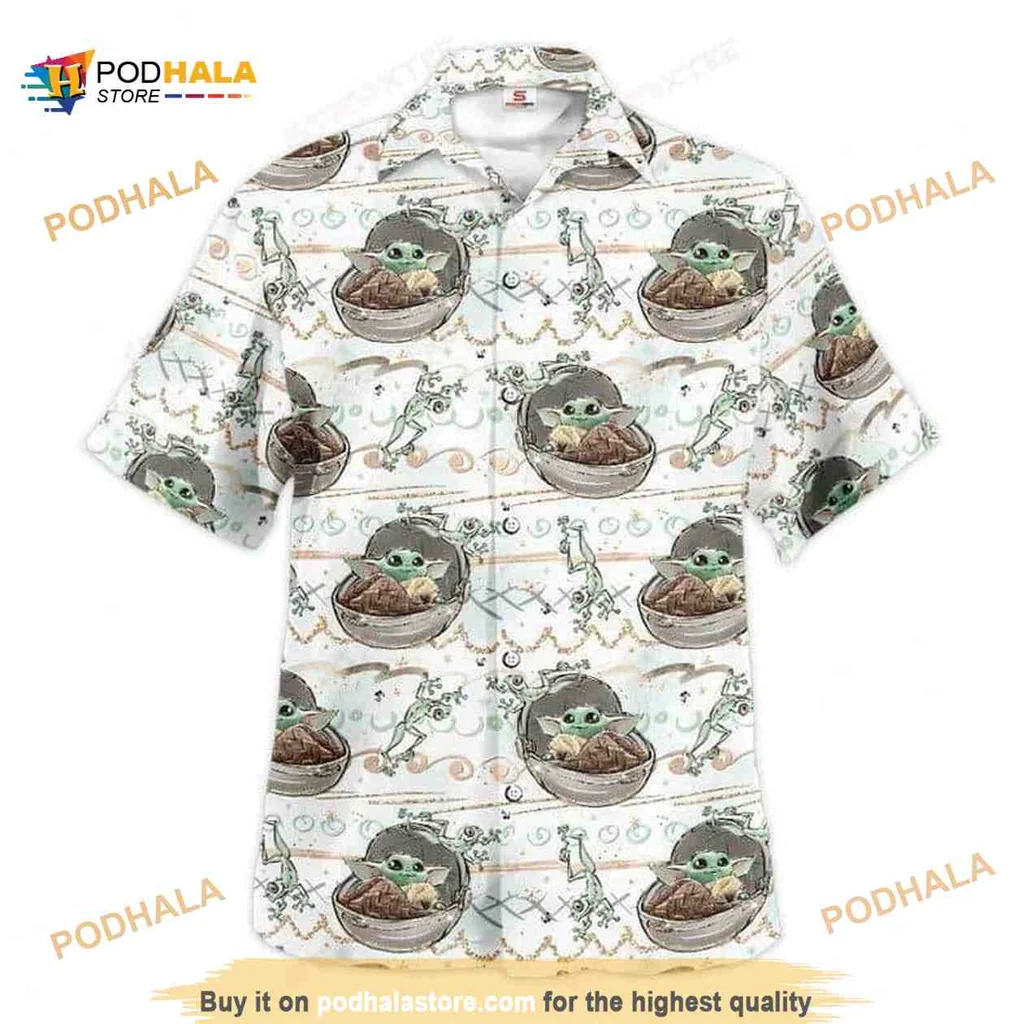 Baby Yoda Hawaiian Shirt With Tropical Design For Beach Lovers