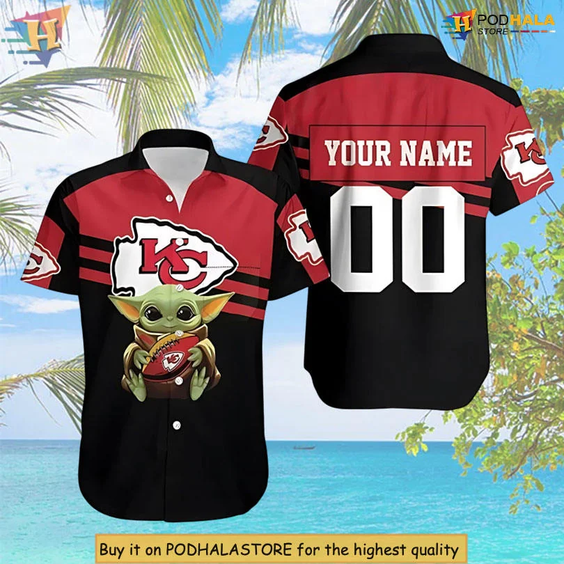 Baby Yoda Kansas City Chiefs Hawaiian Shirt With Custom Name