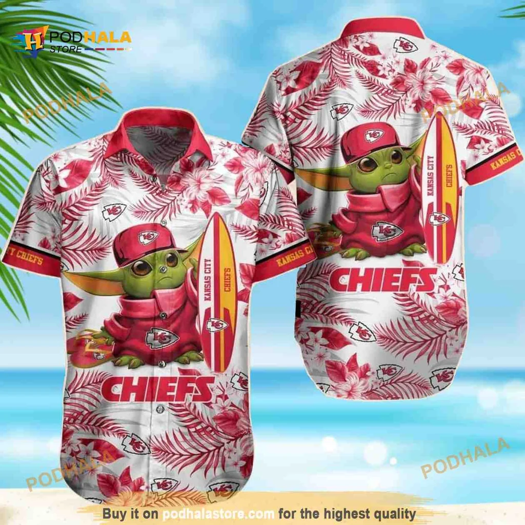Baby Yoda Kansas City Chiefs Hawaiian Shirt With Tropical Design
