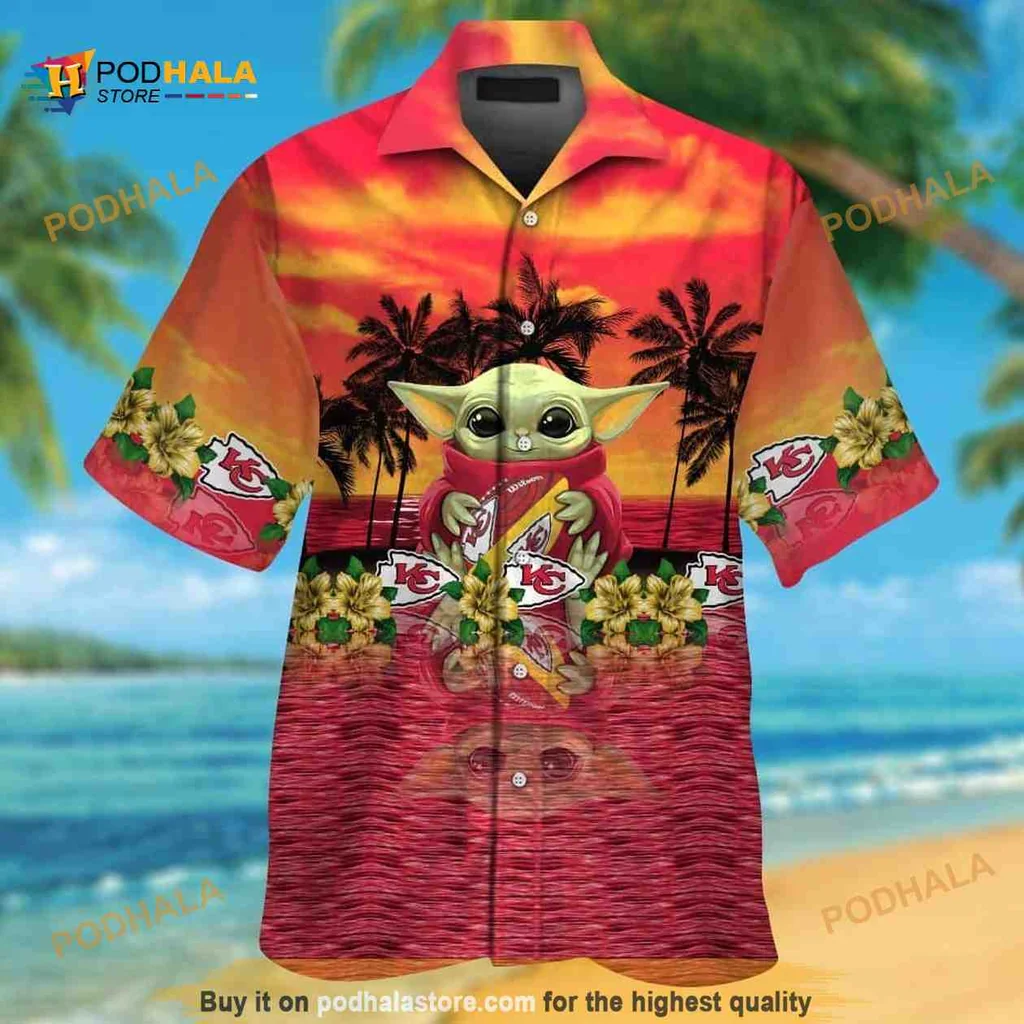 Baby Yoda Kansas City Chiefs Hawaiian Shirt With Tropical Design