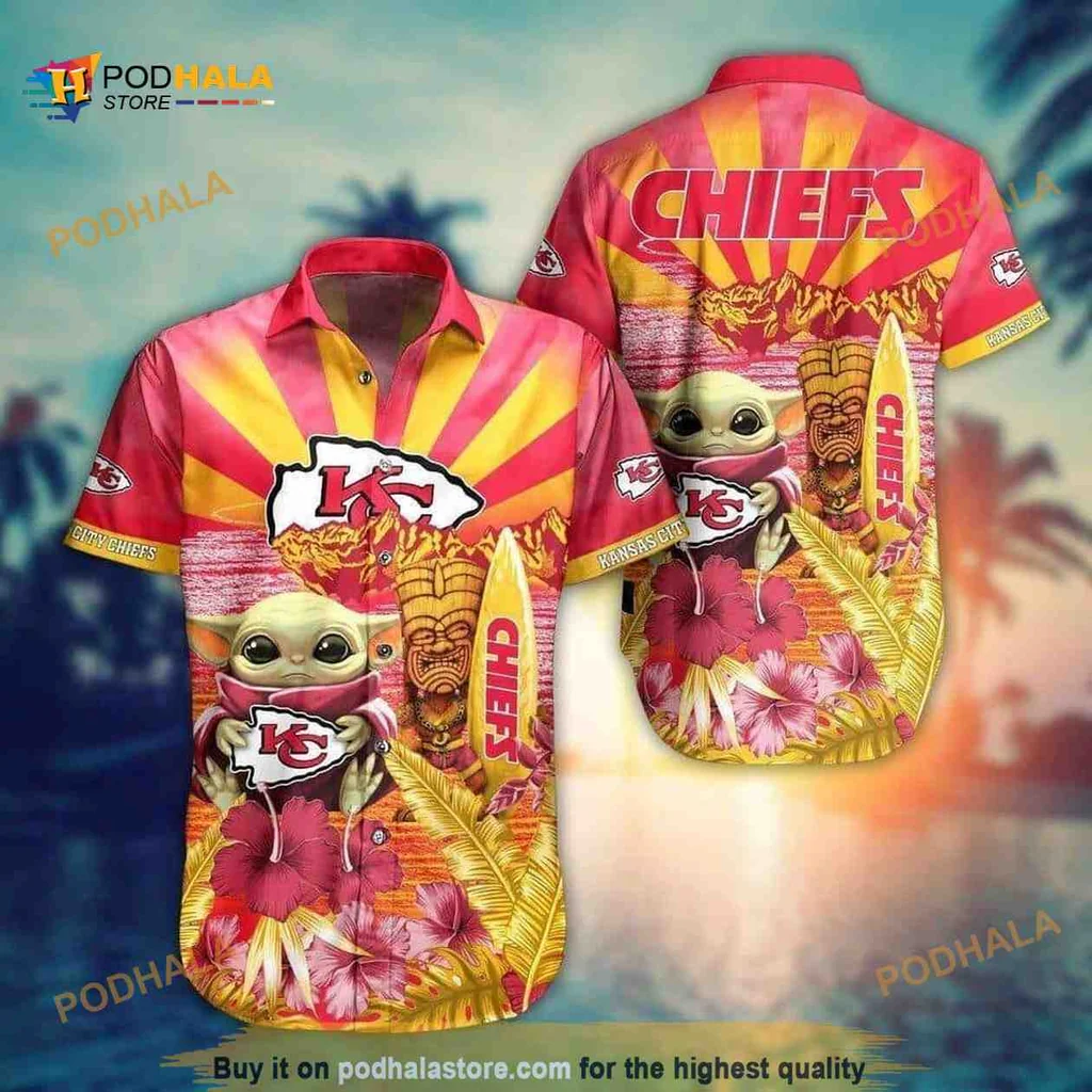 Baby Yoda Kansas City Chiefs Hawaiian Shirt With Tropical Design