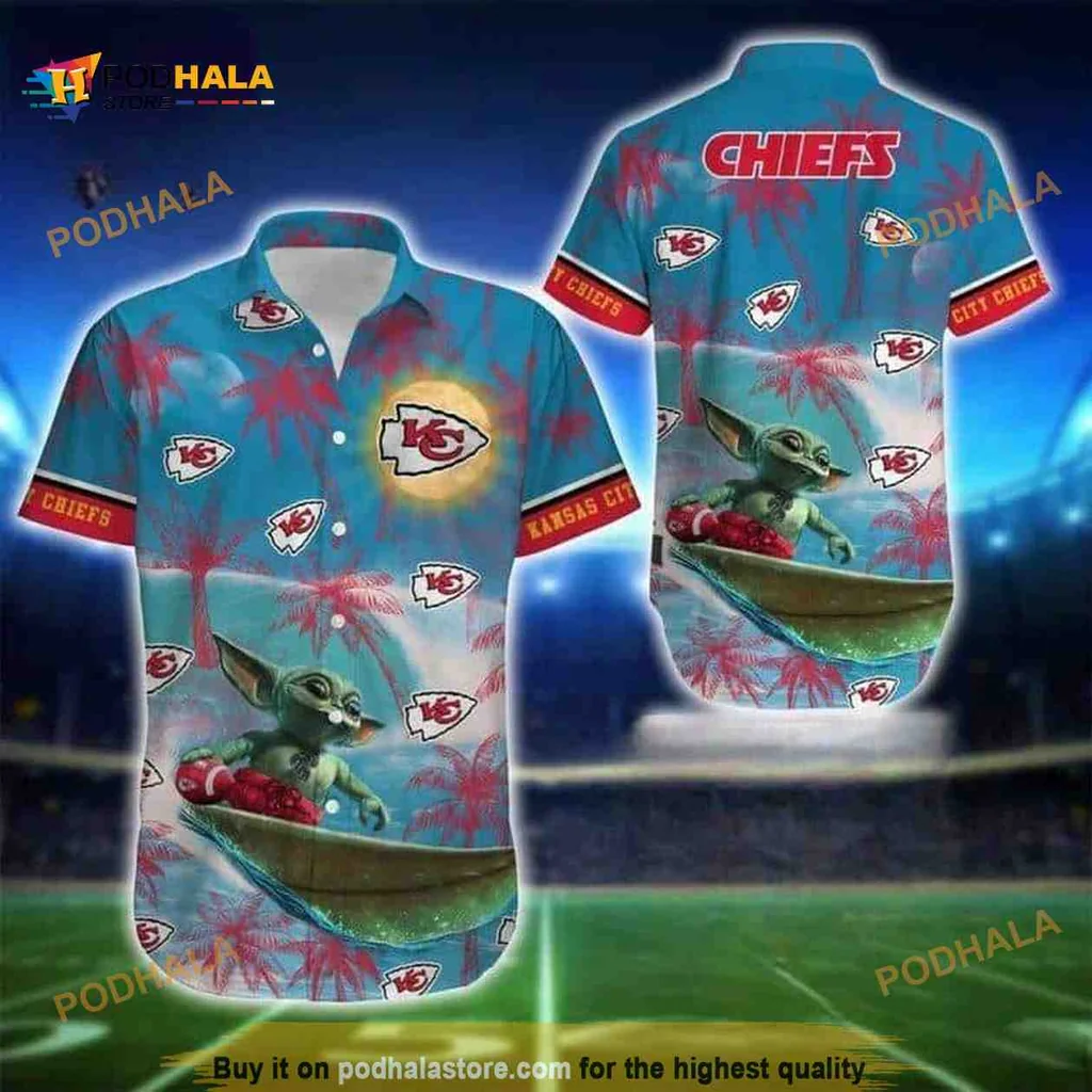 Baby Yoda Kansas City Chiefs Hawaiian Shirt With Tropical Design