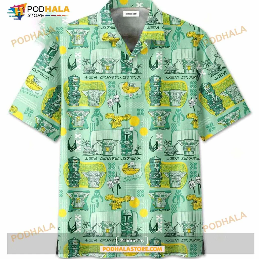 Baby Yoda Tiki Hawaiian Shirt With Fun Tropical Design