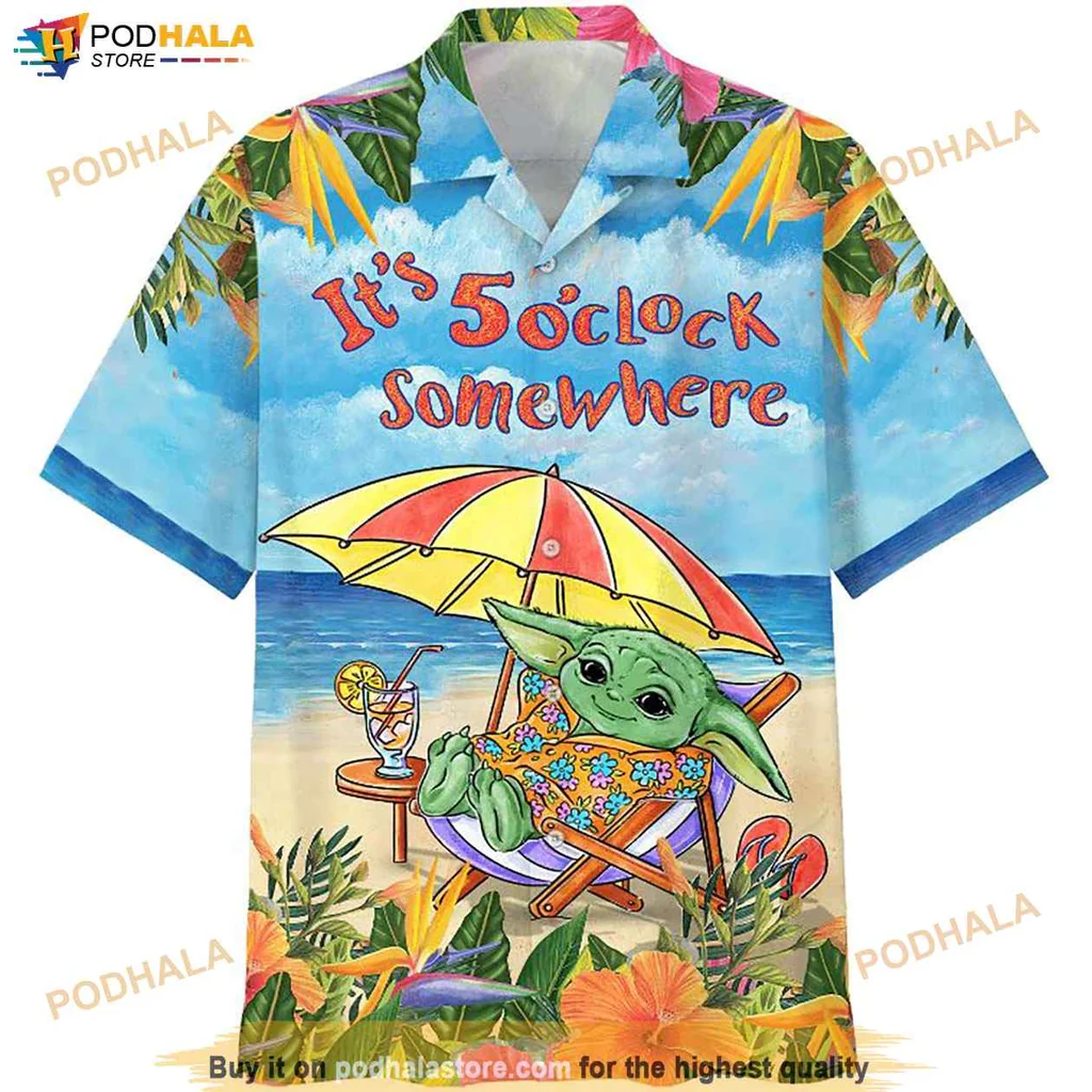 Baby Yoda Tropical Hawaiian Shirt Its 5 Oclock Somewhere Design