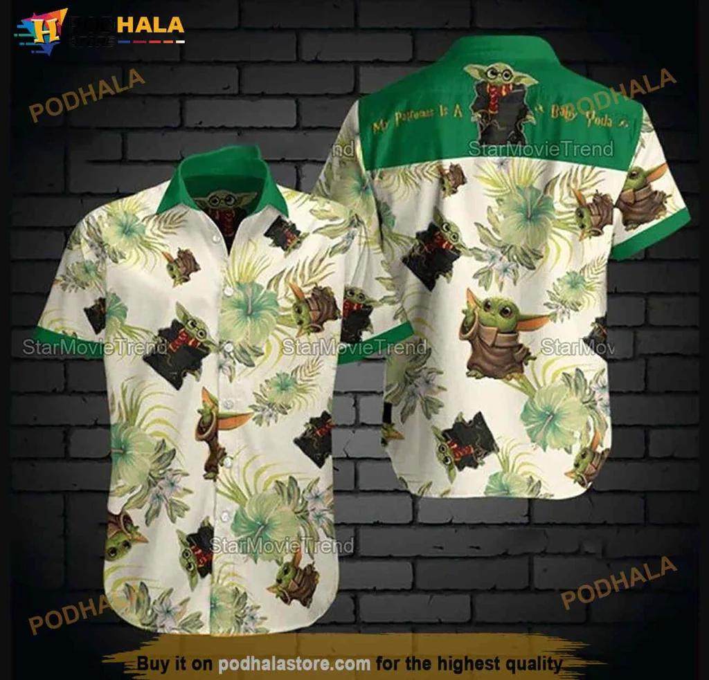 Baby Yoda Tropical Hawaiian Shirt With Playful Cartoon Design