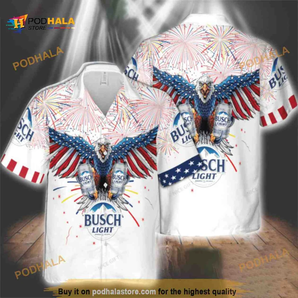 Bald Eagle Independence Day Hawaiian Shirt With Fireworks Design