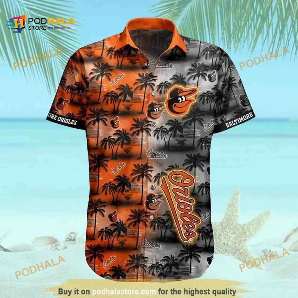 Baltimore Orioles Coconut Tree Aloha Shirt, Summer Vibe Hawaiian Design