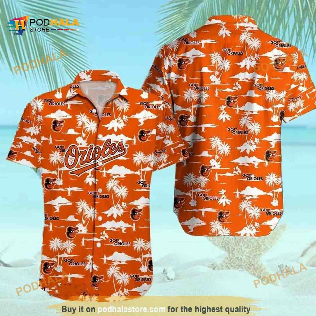 Baltimore Orioles Coconut Tree Hawaiian Shirt, Tropical Beach Vibes