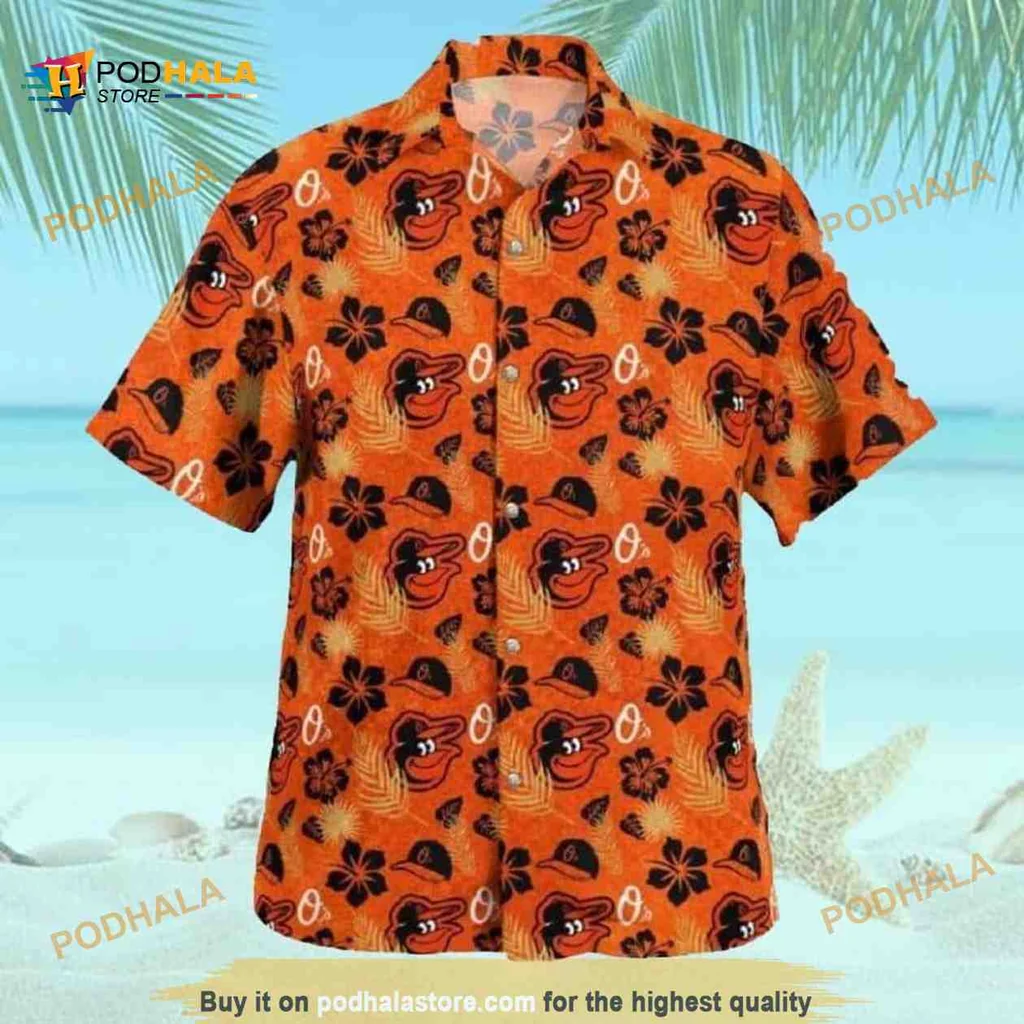 Baltimore Orioles Floral Aloha Shirt With Hibiscus Pattern