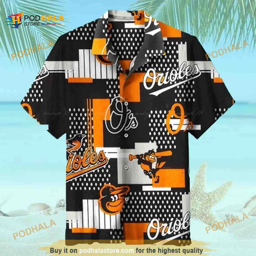 Baltimore Orioles Hawaiian Shirt With Bold Logo And Geometric Patterns