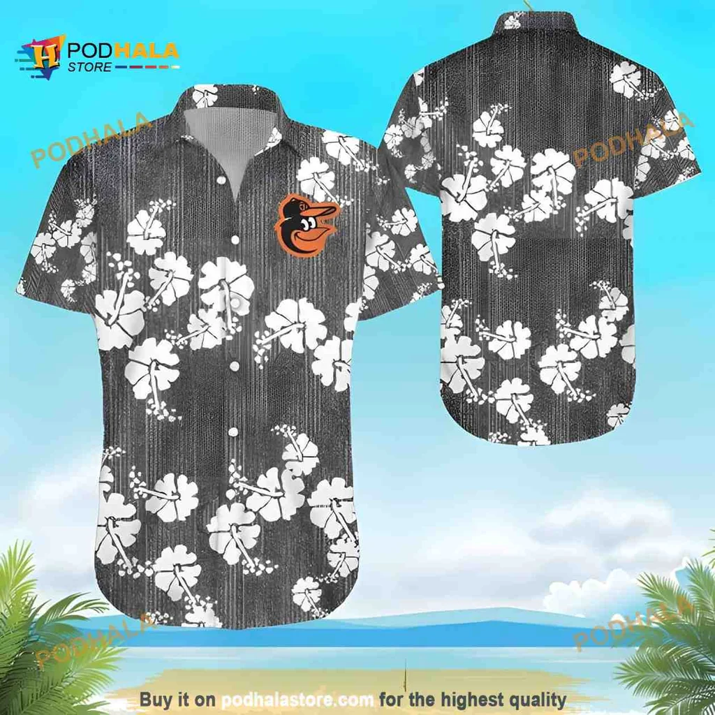 Baltimore Orioles Hawaiian Shirt With Hibiscus Flowers
