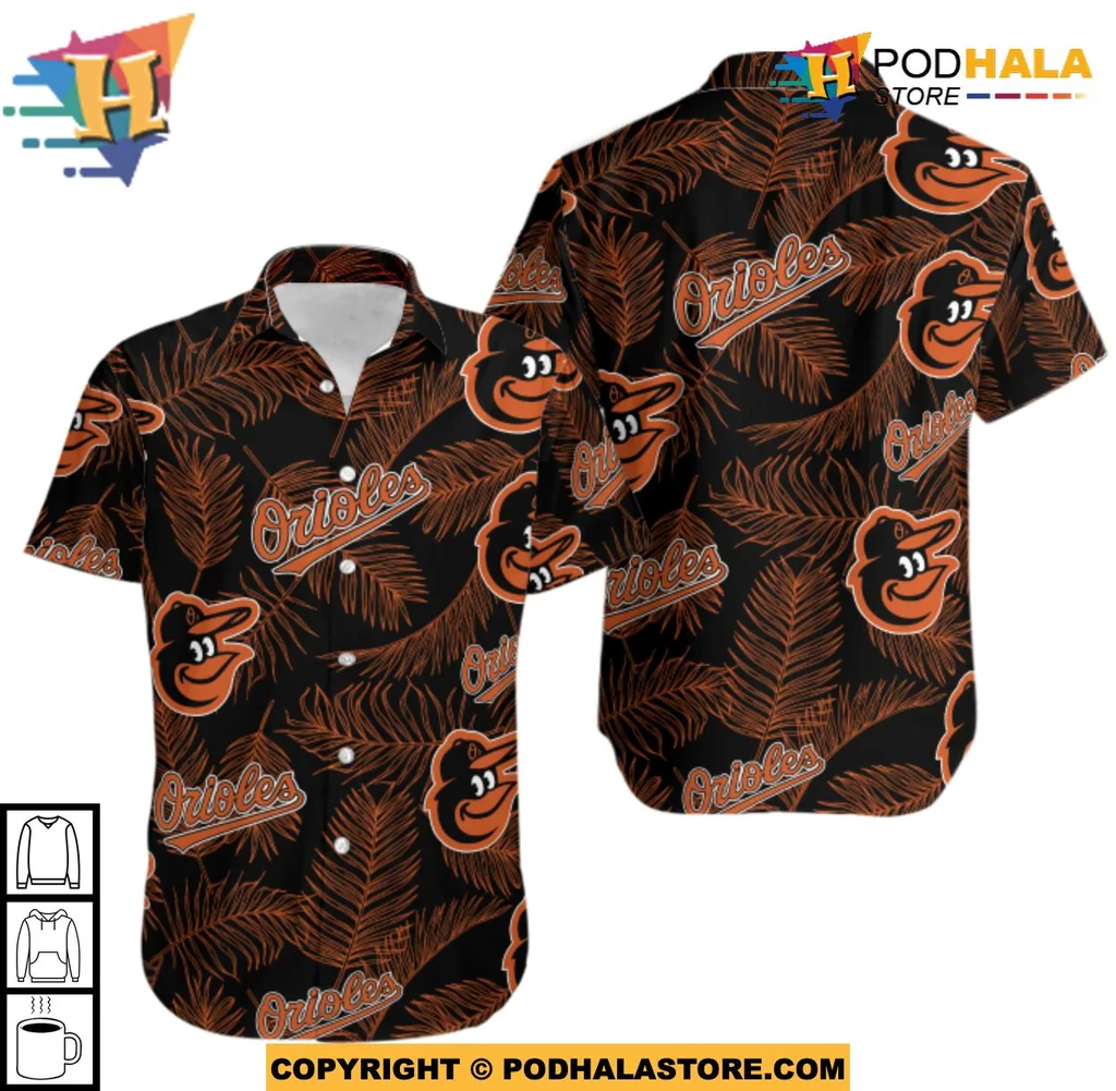 Baltimore Orioles Hawaiian Shirt With Palm Leaves Pattern For Summer