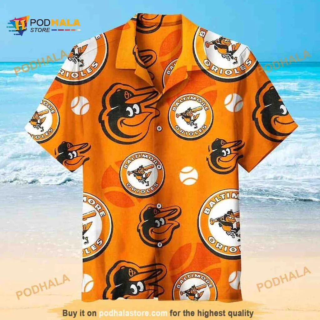 Baltimore Orioles Hawaiian Shirt With Playful Orange Design