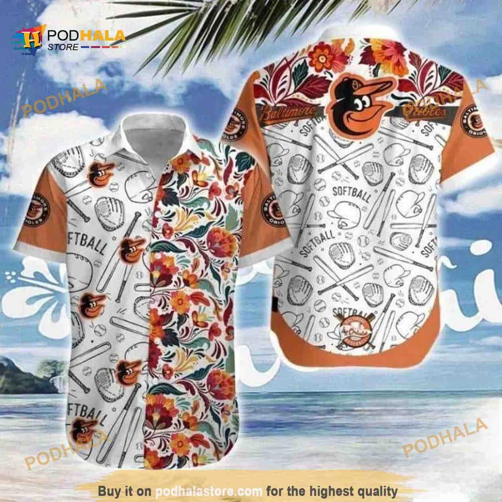 Baltimore Orioles Hawaiian Shirt With Tropical Floral Design