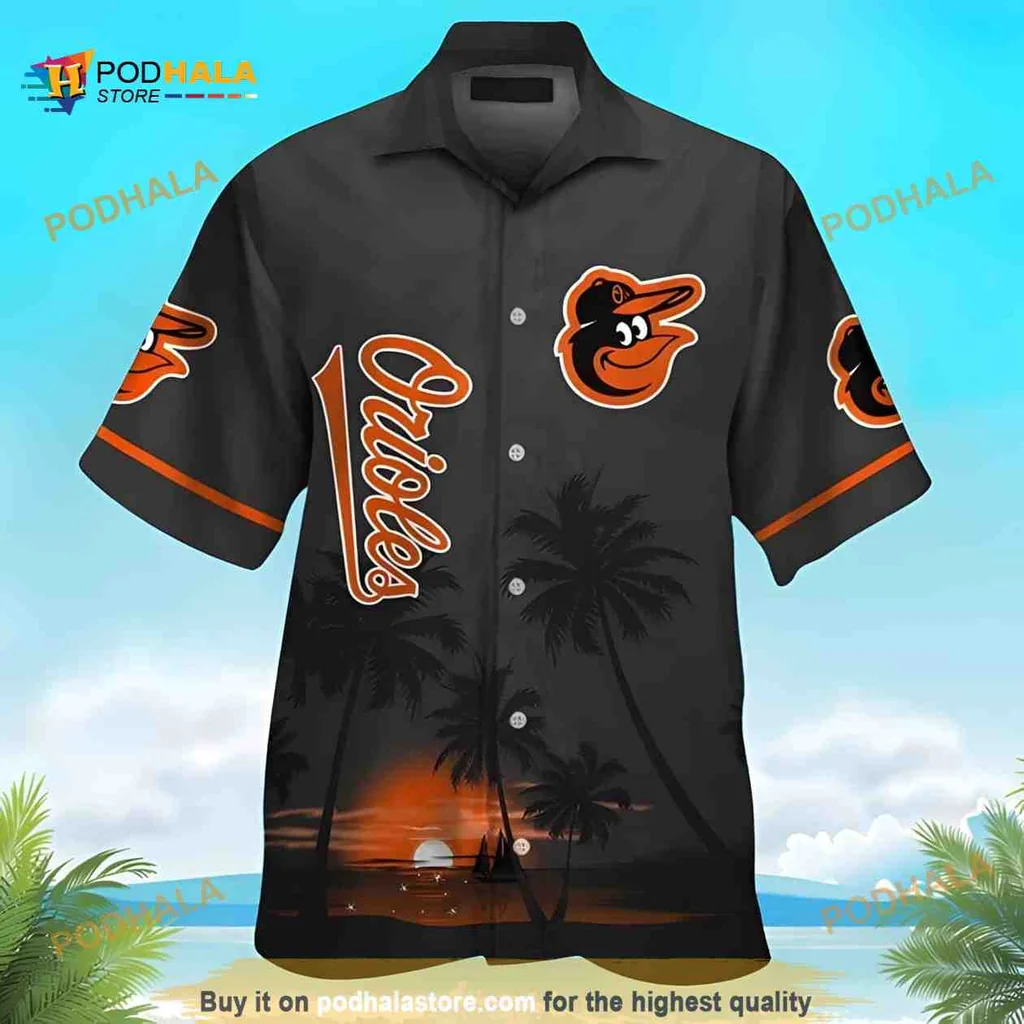 Baltimore Orioles Hawaiian Shirt With Tropical Palm Tree Design
