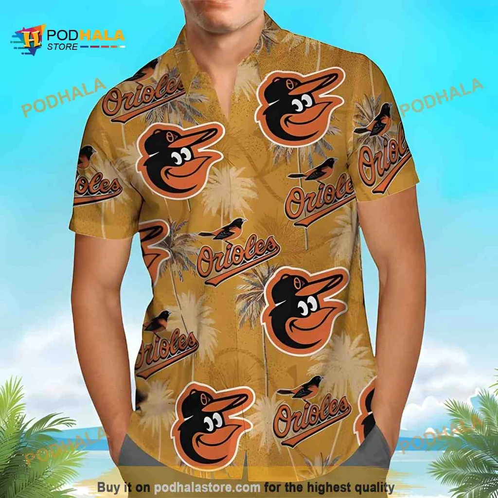 Baltimore Orioles Hawaiian Shirt With Tropical Palm Trees