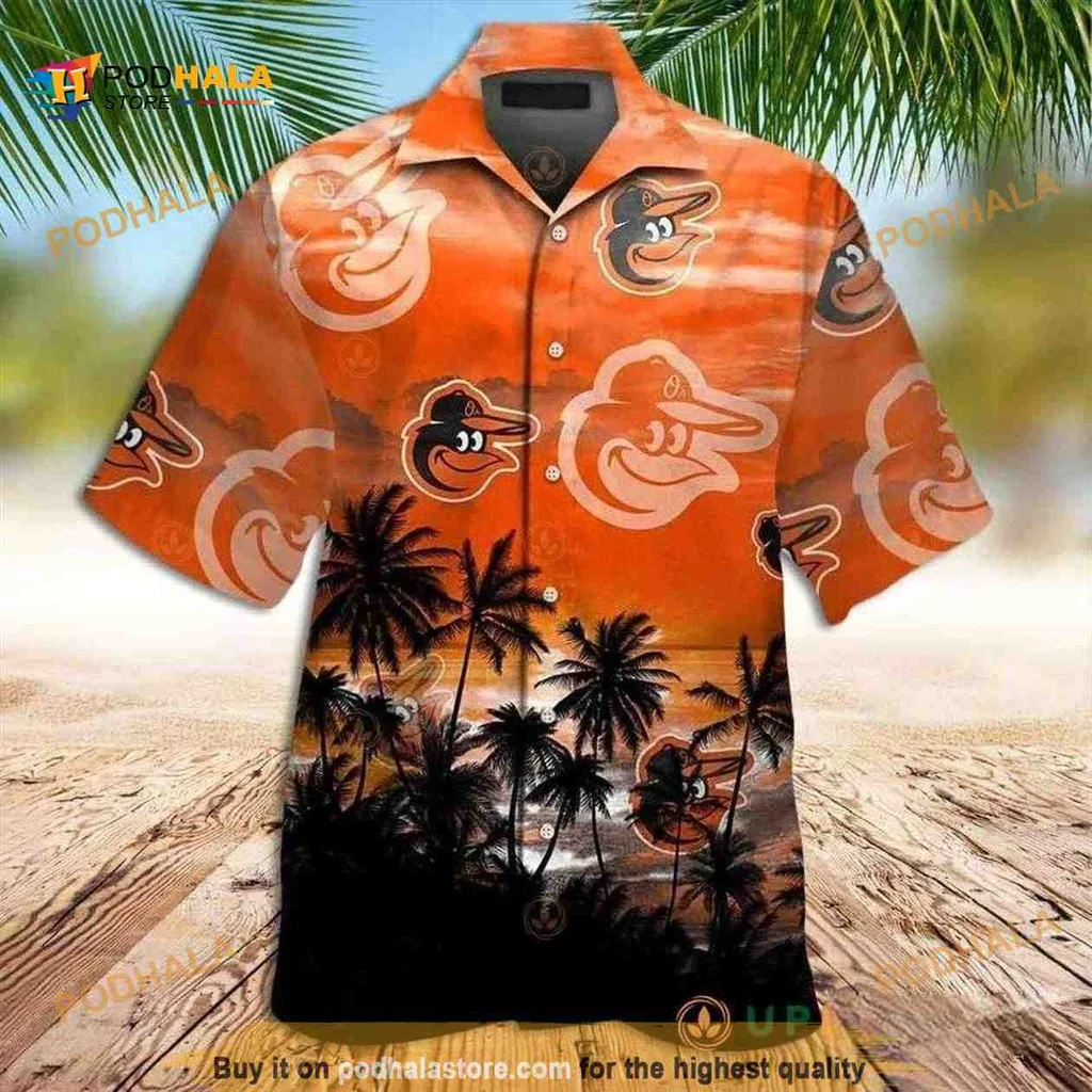 Baltimore Orioles Hawaiian Shirt With Tropical Palm Trees