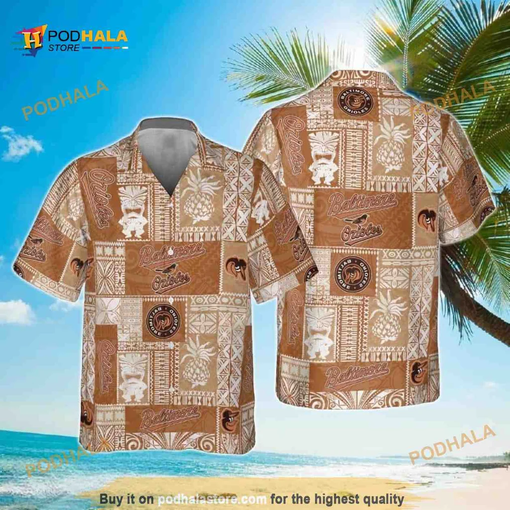 Baltimore Orioles Tropical Hawaiian Shirt With Baseball And Palm Leaf Design