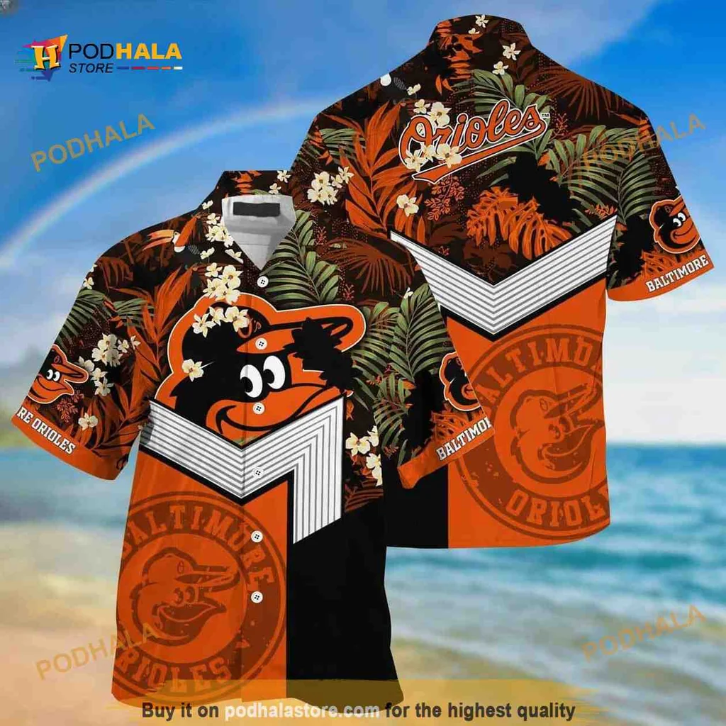 Baltimore Orioles Tropical Hawaiian Shirt With Cartoon Bird Design