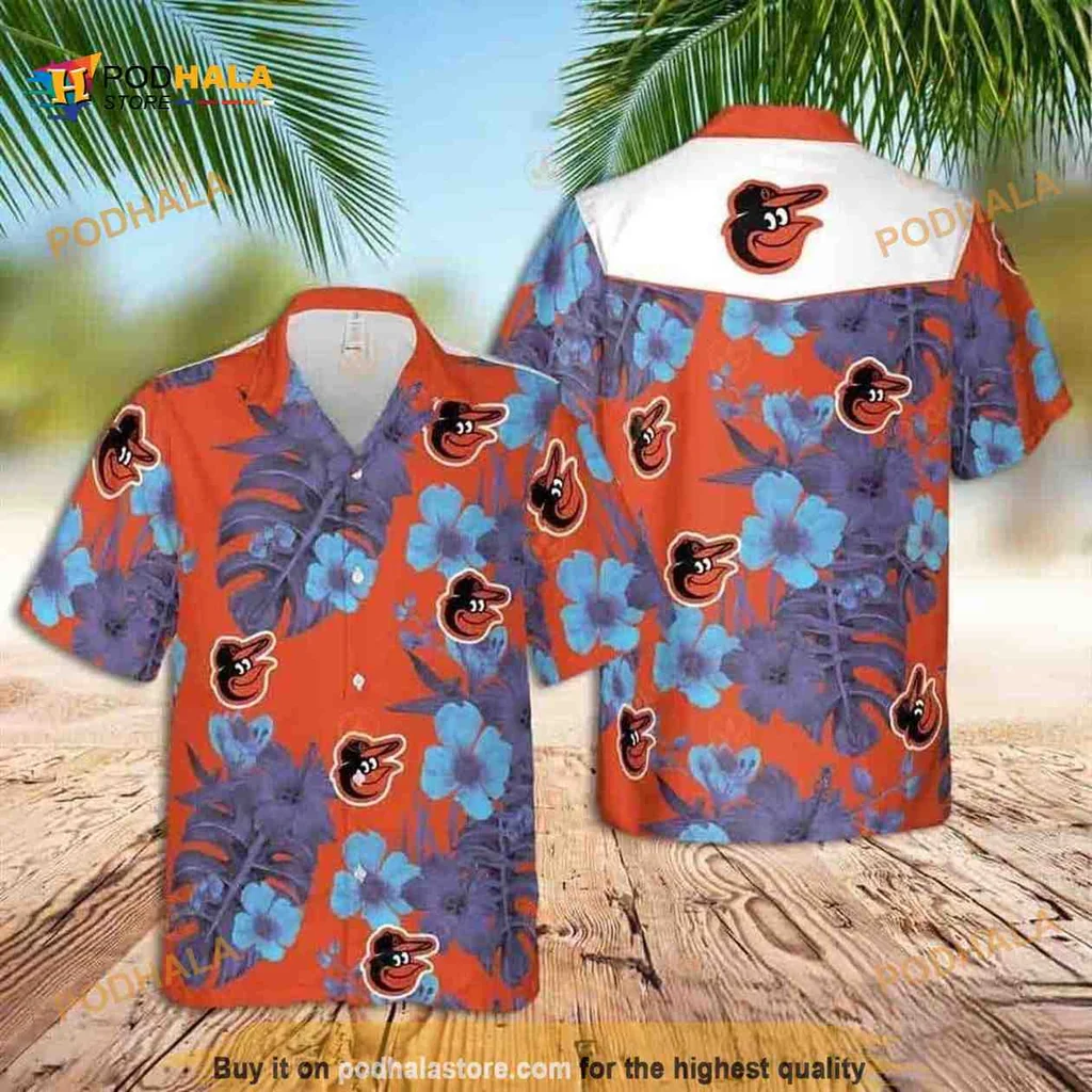 Baltimore Orioles Tropical Hawaiian Shirt With Hibiscus Flowers