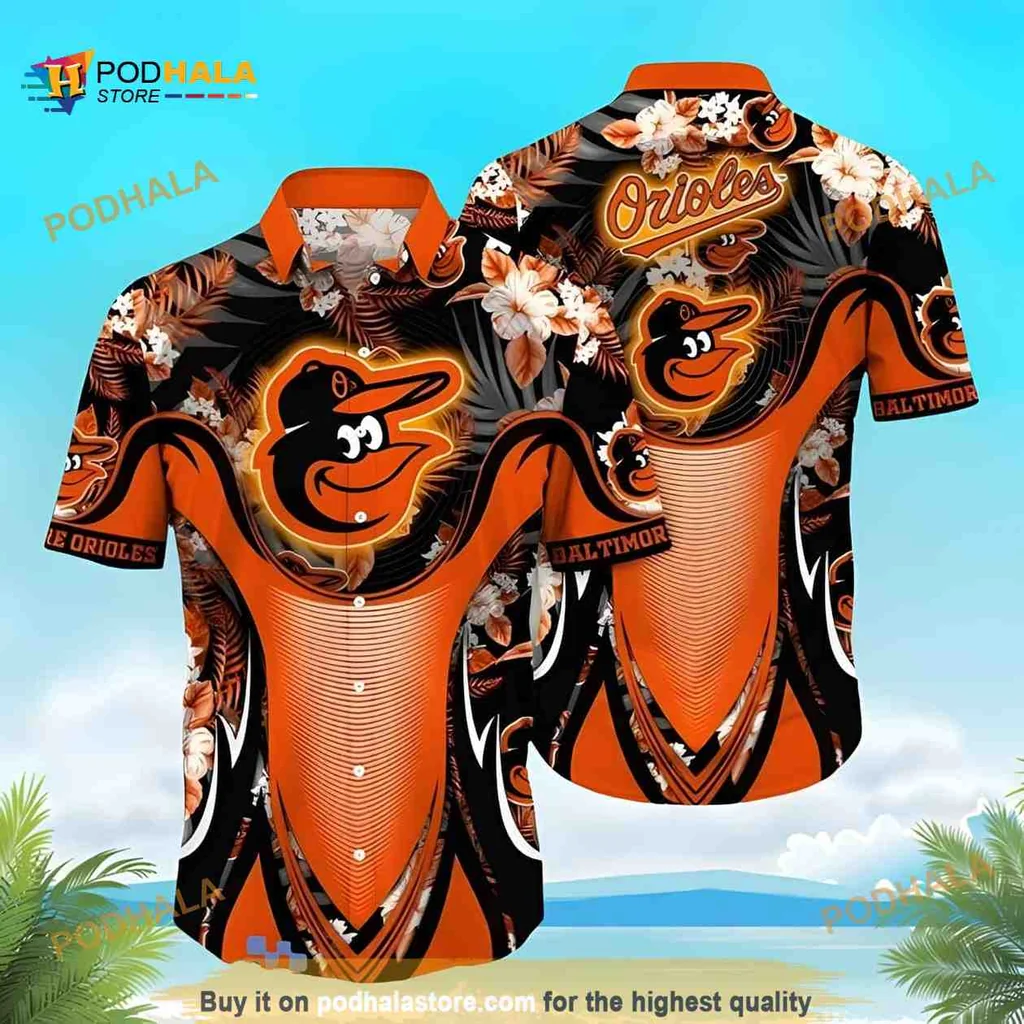 Baltimore Orioles Tropical Hawaiian Shirt With Hibiscus Flowers