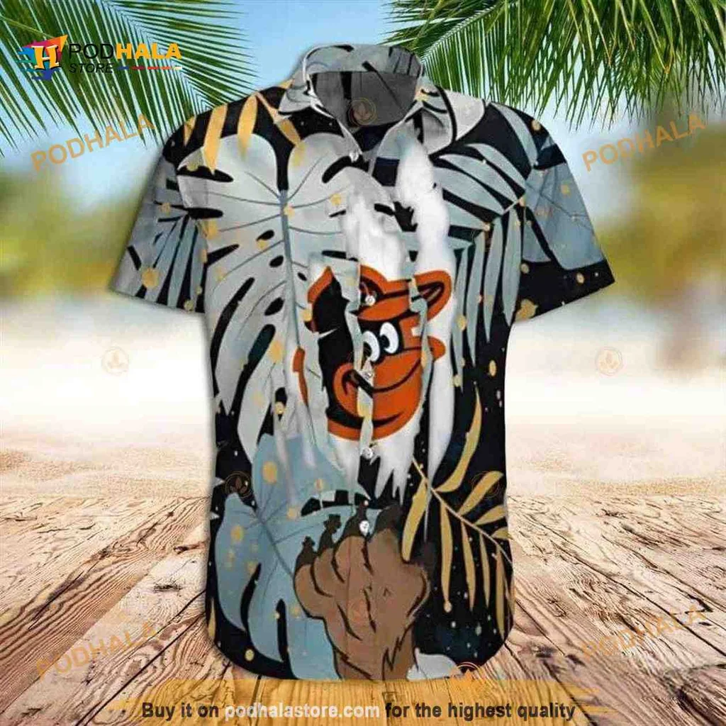 Baltimore Orioles Tropical Hawaiian Shirt With Palm Fronds And Logo