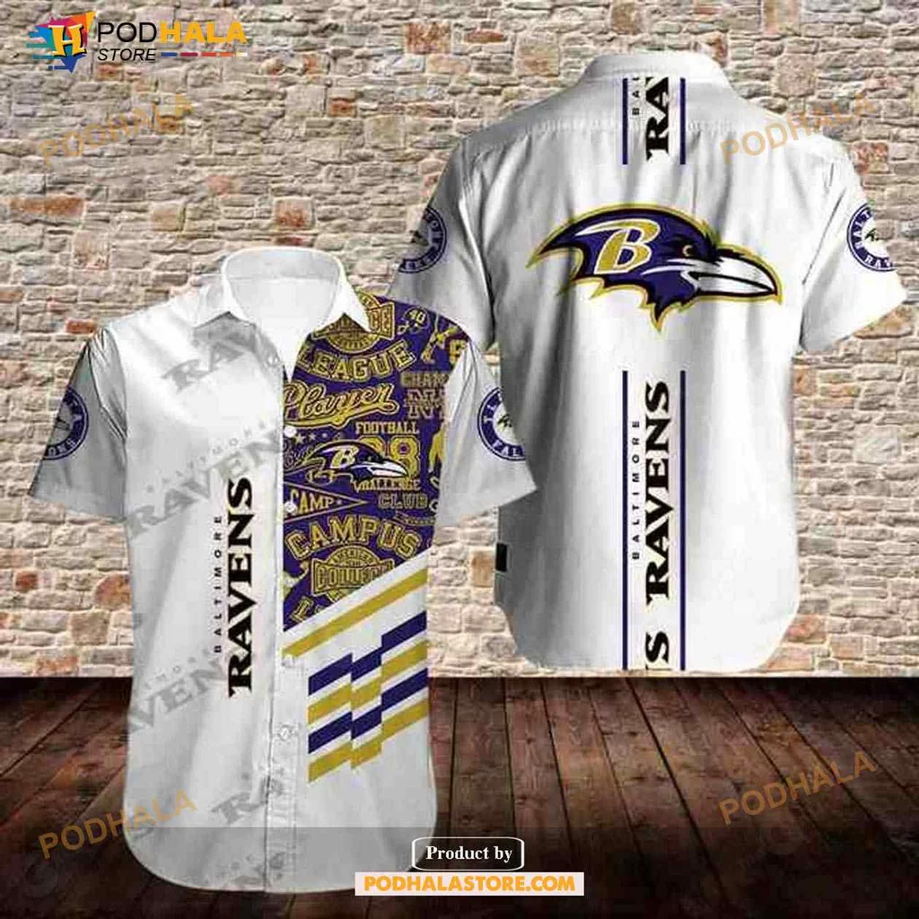Baltimore Ravens Aloha Shirt Featuring Team Logo And Tropical Design
