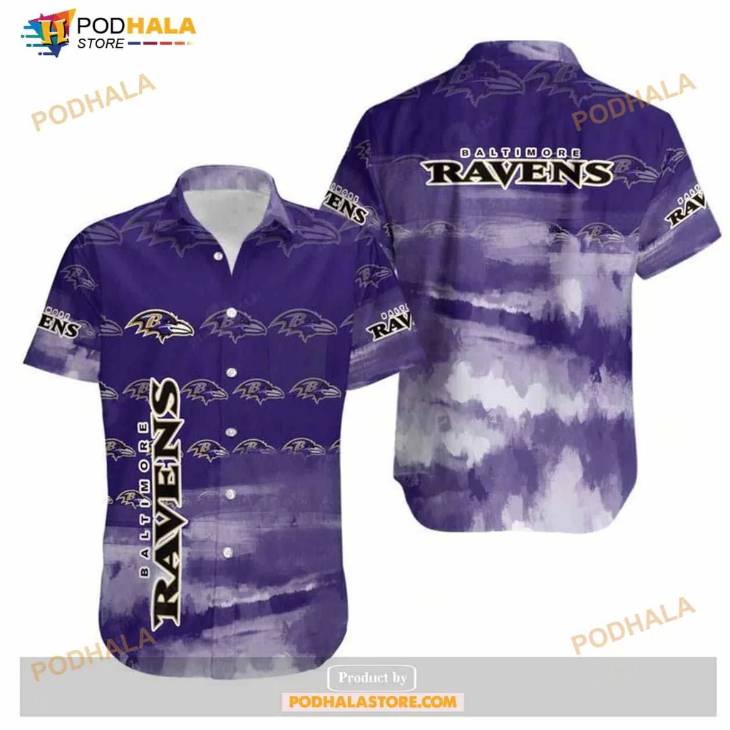 Baltimore Ravens Fan Hawaiian Shirt With Vibrant Purple Tie Dye Design