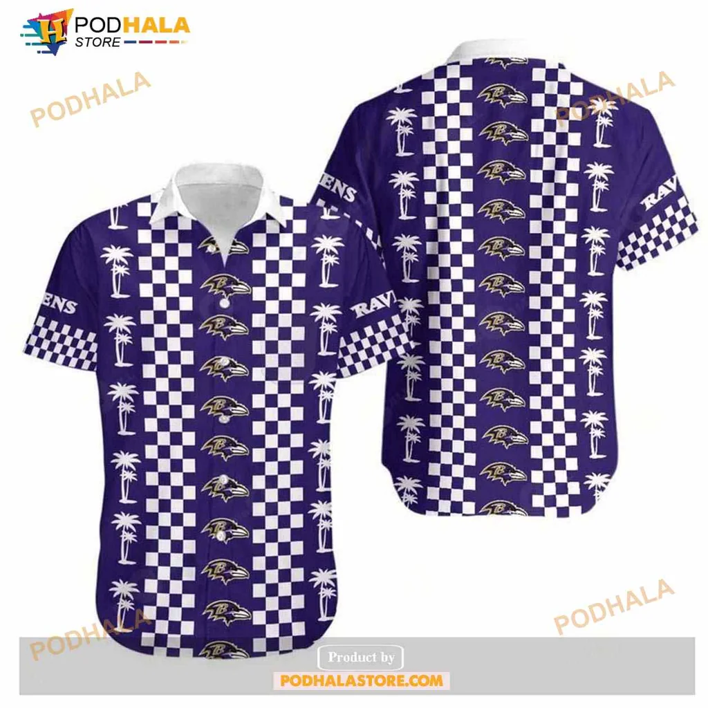 Baltimore Ravens Hawaiian Shirt With Tropical Palm Trees Design