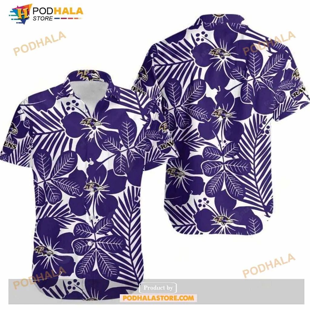 Baltimore Ravens Hibiscus Hawaiian Shirt With Tropical Floral Design