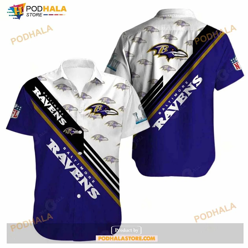 Baltimore Ravens Tropical Aloha Shirt Featuring Team Colors And Logo