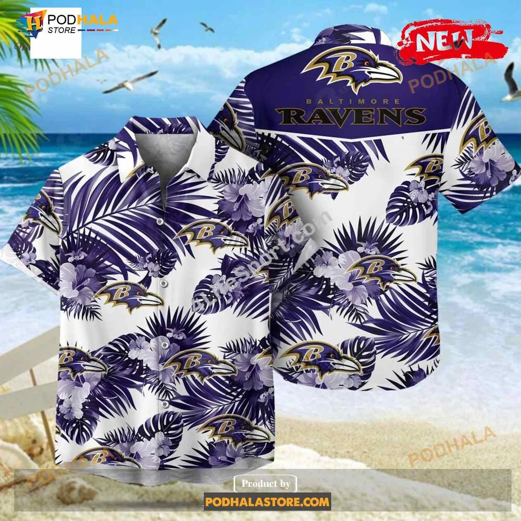 Baltimore Ravens Tropical Hawaiian Shirt With Palm Leaves And Team Logo