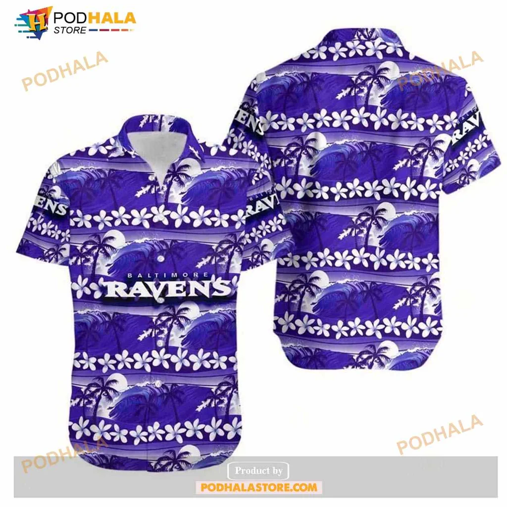 Baltimore Ravens Tropical Shirt With Coconut Trees And Hibiscus Flowers