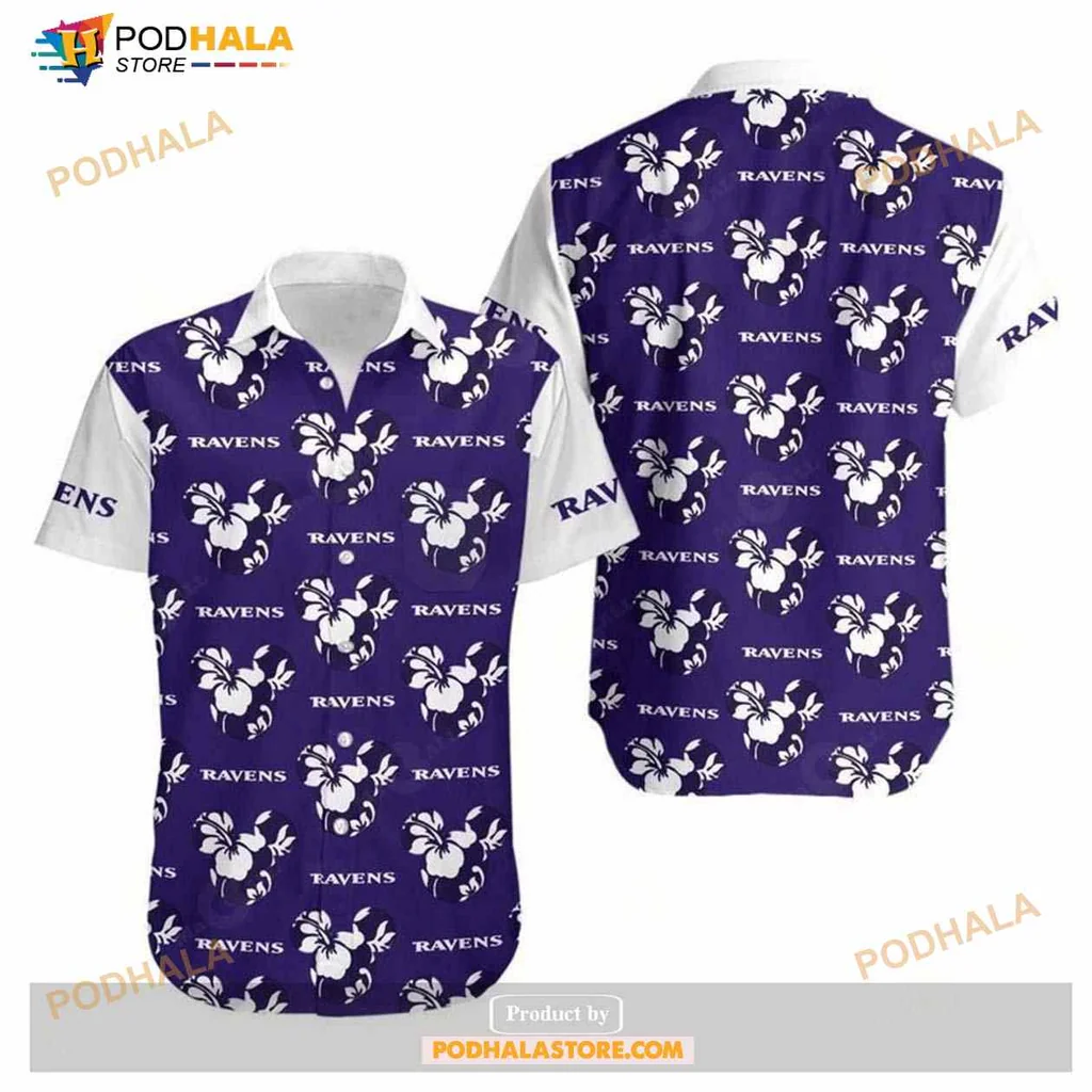 Baltimore Ravens Tropical Shirt With Hibiscus Flowers And Team Spirit