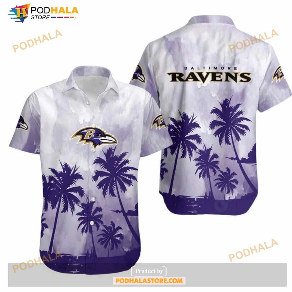 Baltimore Ravens Tropical Shirt With Palm Trees And Team Logos