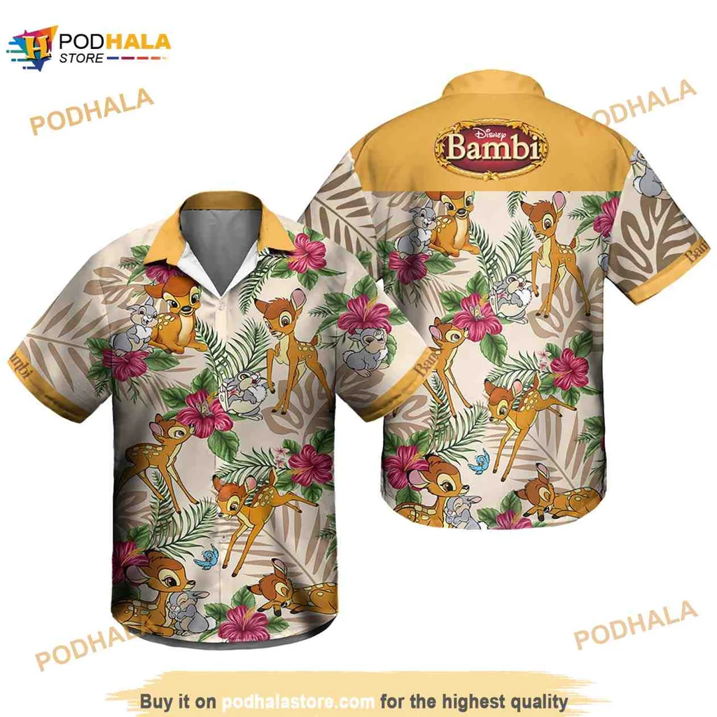 Bambi Tropical Hawaiian Shirt With Colorful Floral Design