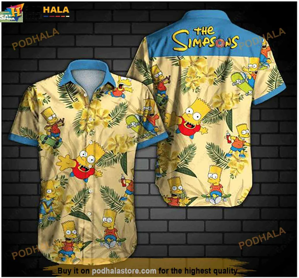 Bart Simpson Hawaiian Shirt, Vibrant Tropical Design With Playful Bart Expressions